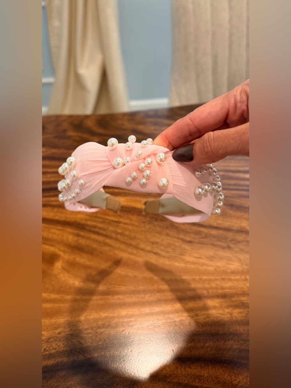 Pearl Embellished Knotted Headband Set Pink & Navy Boutique Hair Accessories - Picture 9 of 10